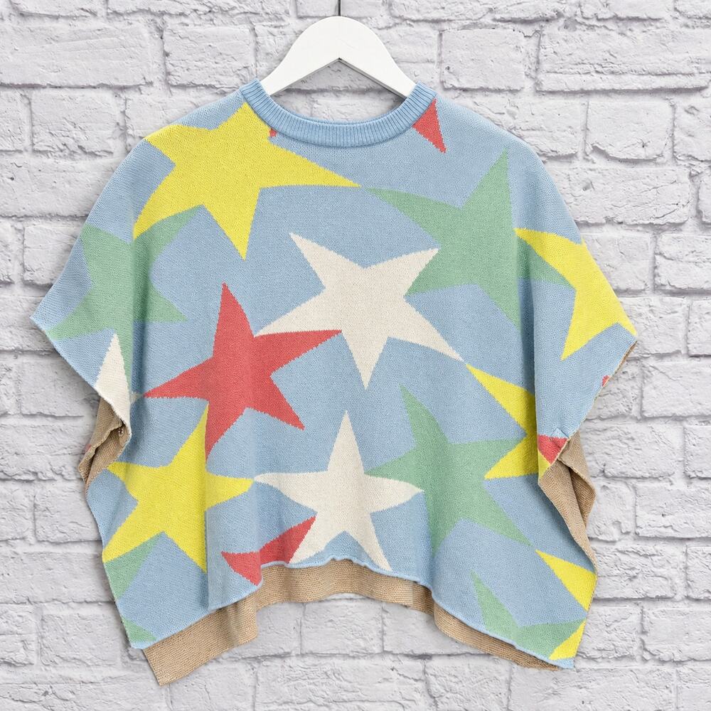 Stella McCartney Girls Knit Cape Sweater Size 6 Blue Stars